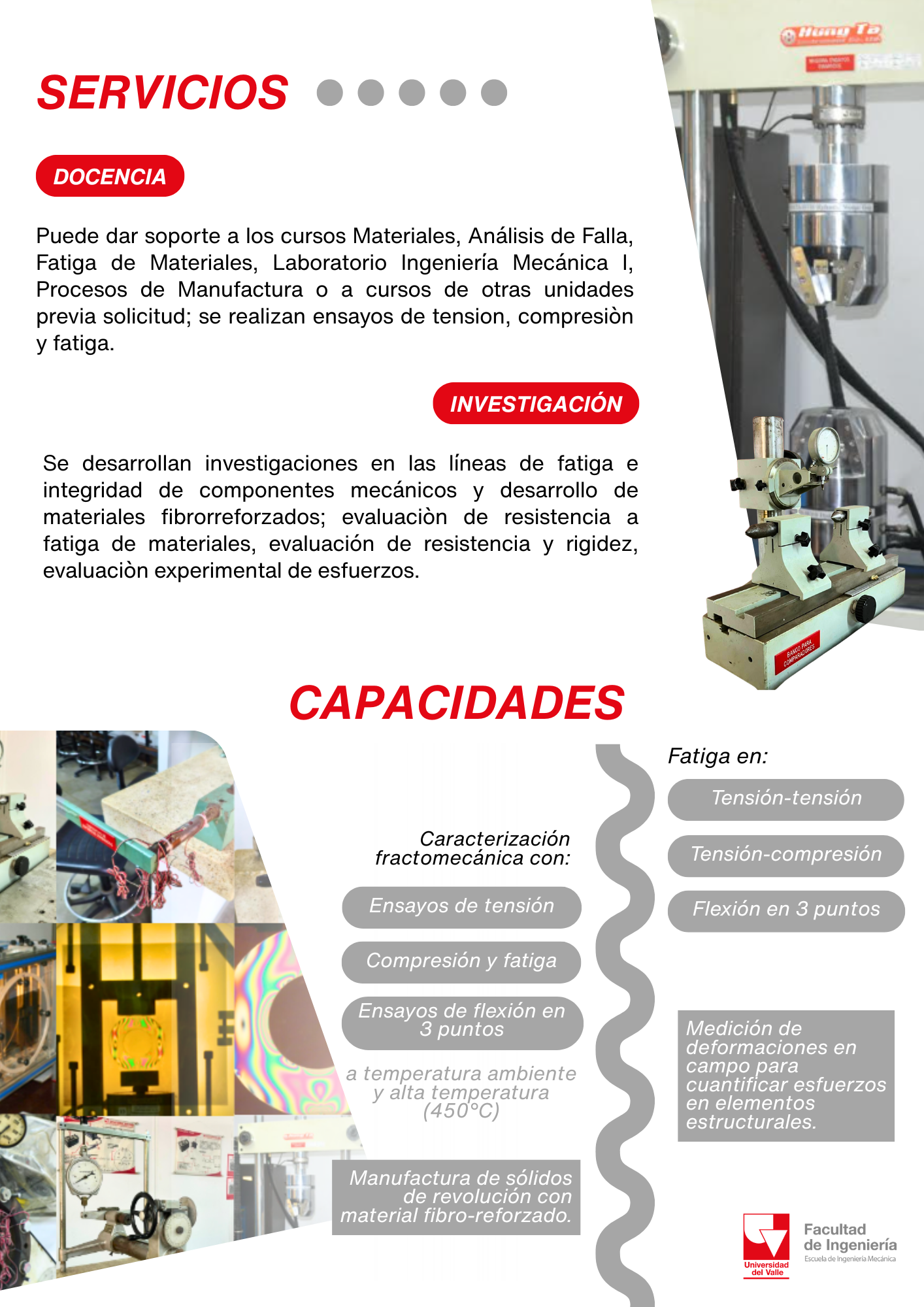 Servicios del Laboratorio de Mecánica de Materiales - Docencia e Investigación