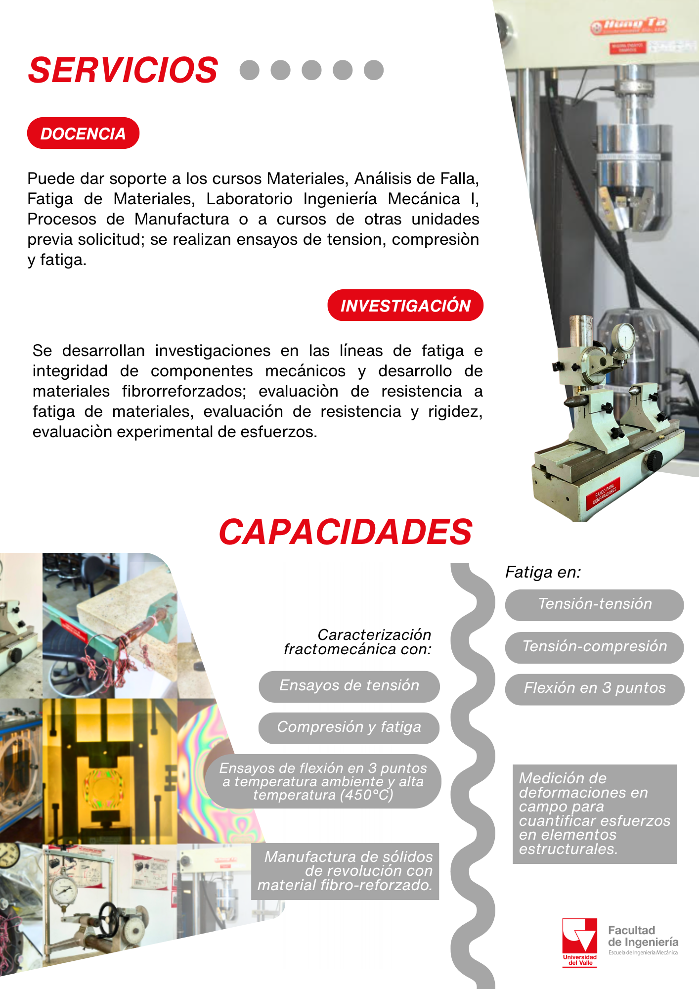 Servicios del Laboratorio de Mecánica de Materiales - Docencia e Investigación
