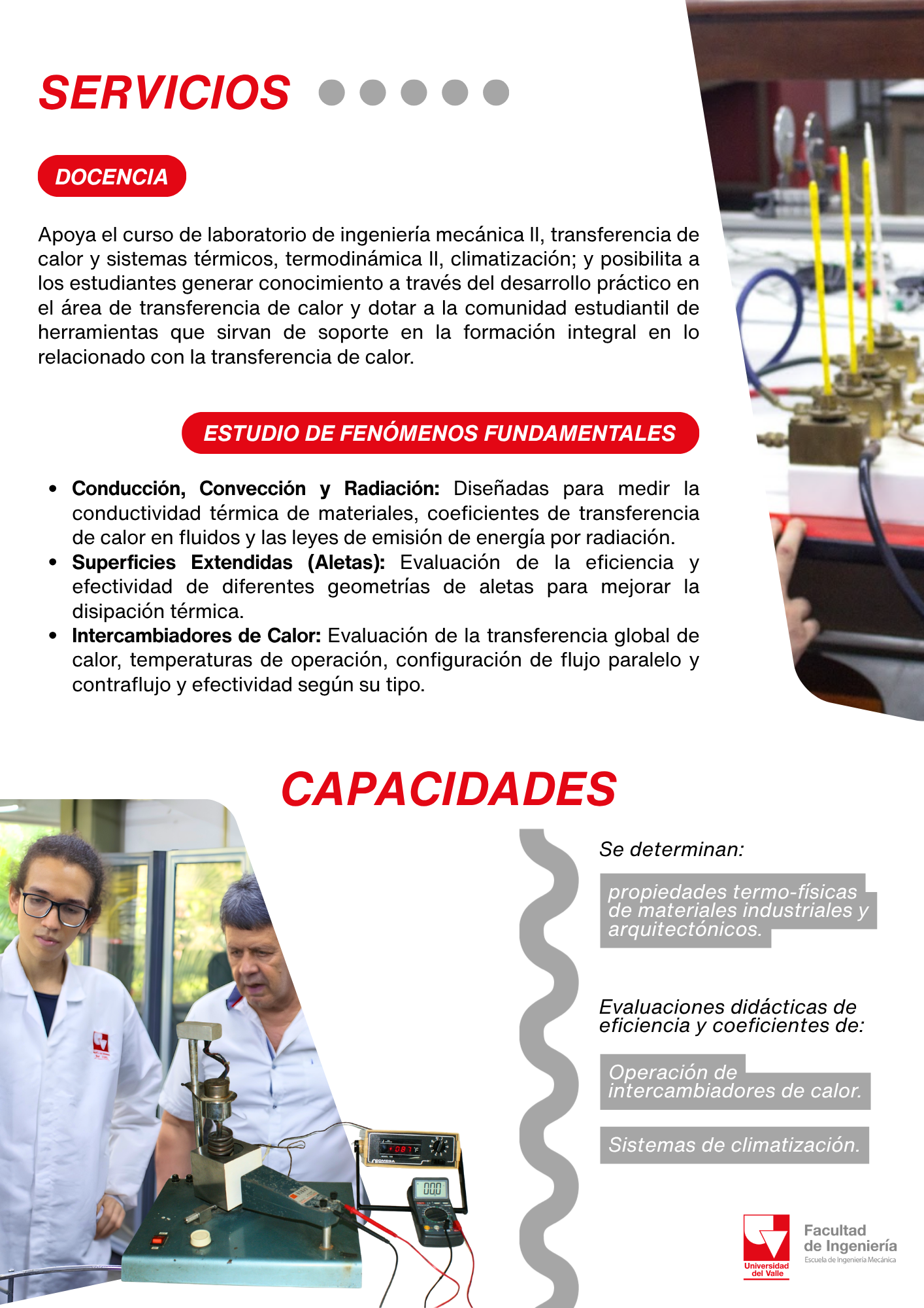 Servicios del Laboratorio de Transferencia de Calor y Refrigeración - Docencia