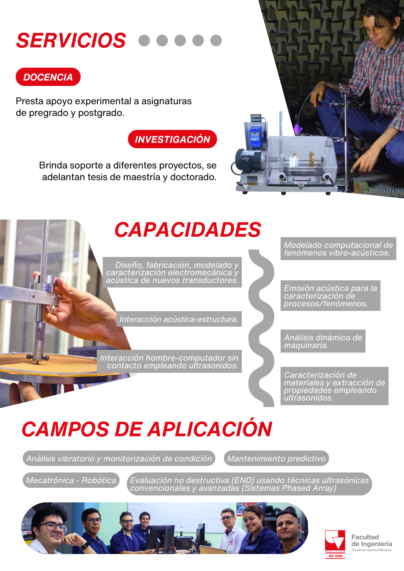 Servicios del Laboratorio de Vibraciones y Acústica - Docencia e Investigación